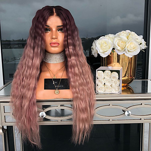 

Synthetic Wig Curly Loose Curl Middle Part Wig Long PinkRed Synthetic Hair Women's Fashionable Design Soft Fluffy Pink