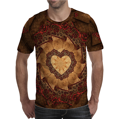 

Men's T shirt 3D Print Graphic Plus Size Print Short Sleeve Daily Tops Elegant Exaggerated Rainbow