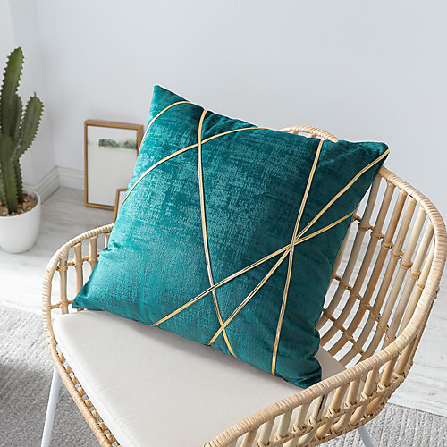 

Cushion Cover Luxurious Solid Color Gold Line Soft Decorative Square Throw Pillow Cover Cushion Case Pillowcase for Sofa Bedroom 45 x 45 cm (18 x 18 Inch) Superior Quality Mashine Washable