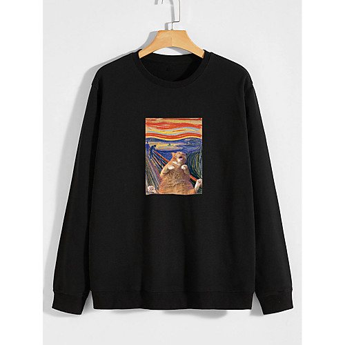 

Men's Pullover Sweatshirt Graphic Round Neck Basic Hoodies Sweatshirts Long Sleeve Black Wine