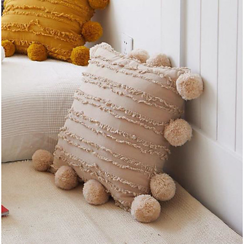 

Cushion Cover Cotton Linen Jacquard Pillow Hanging Ball Square