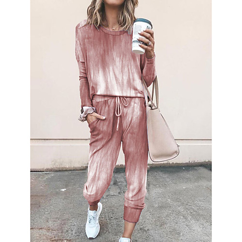 

Women's Basic Tie Dye Causal Home Two Piece Set T shirt Pant Tie Dye Print Tops