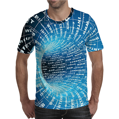 

Men's T shirt 3D Print Graphic 3D Plus Size Print Short Sleeve Daily Tops Elegant Exaggerated Blue