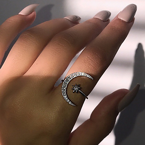 

Ring Gold Silver Rhinestone Alloy Moon Star Fashion Cute Sweet 1pc Adjustable / Women's / Adjustable Ring