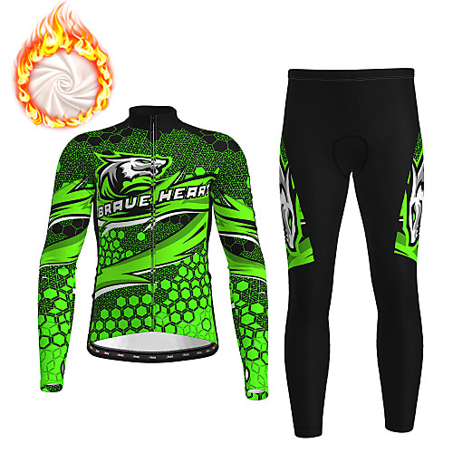 

21Grams Men's Long Sleeve Cycling Jersey with Tights Winter Fleece Black / Yellow Red Blue Bike Fleece Lining Breathable Warm Quick Dry Sports Graphic Mountain Bike MTB Road Bike Cycling Clothing