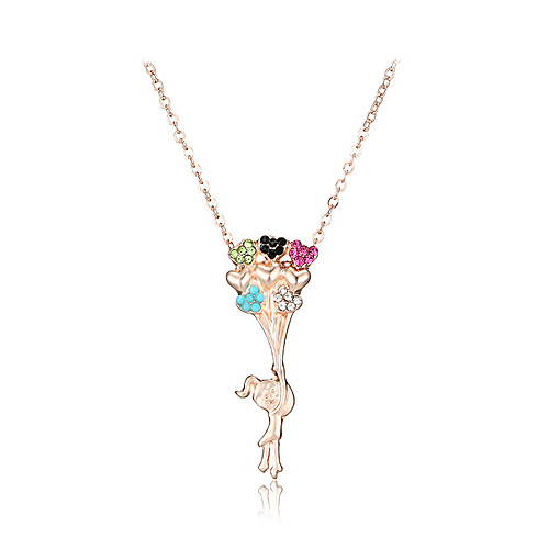 

Pendant Necklace Women's Fancy AAA Cubic Zirconia Multicolor Cartoon Fashion Cute Cute Rose Gold Rose Gold 2 45 cm Necklace Jewelry 1pc for Daily Heart Shape