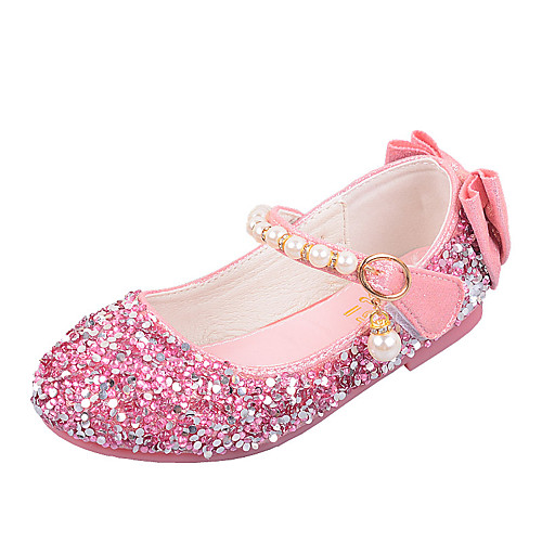 

Girls' Flats Comfort Flower Girl Shoes Princess Shoes Patent Leather PU Little Kids(4-7ys) Daily Party & Evening Walking Shoes Bowknot Pearl Pink Gold Silver Spring Fall / Rubber