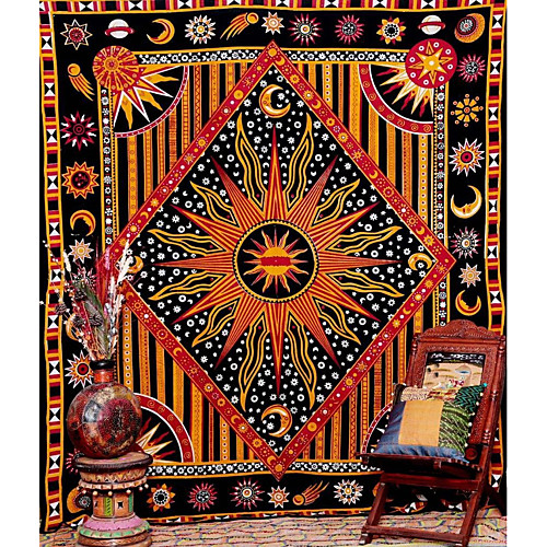 

Tarot Divination Wall Tapestry Art Decor Blanket Curtain Picnic Tablecloth Hanging Home Bedroom Living Room Dorm Decoration Mysterious Bohemian Sun