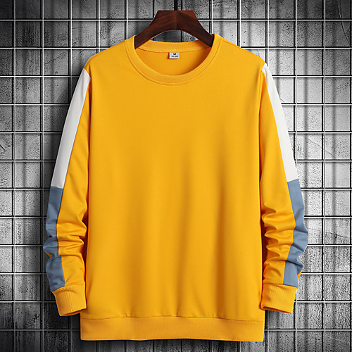 

Men's Pullover Sweatshirt Solid Color Color Block Round Neck Daily Casual Hoodies Sweatshirts Long Sleeve White Black Yellow
