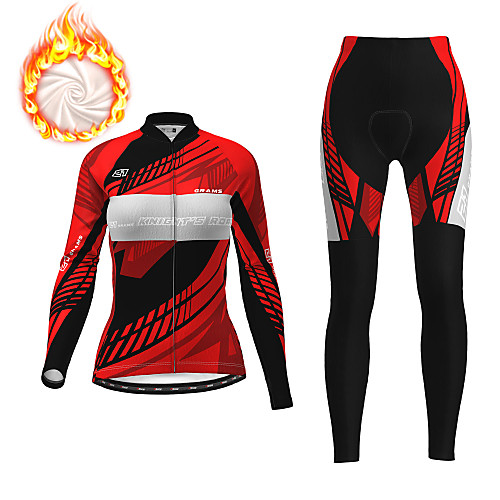 

21Grams Women's Long Sleeve Cycling Jersey with Tights Winter Fleece Polyester Red Fuchsia Blue Bike Clothing Suit Fleece Lining Breathable 3D Pad Warm Quick Dry Sports Graphic Mountain Bike MTB Road