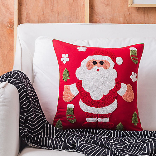 

Christmas Style Snowflake Embroidery Santa Claus Elk Home Office Pillow Case Cover Living Room Bedroom Sofa Cushion Cover