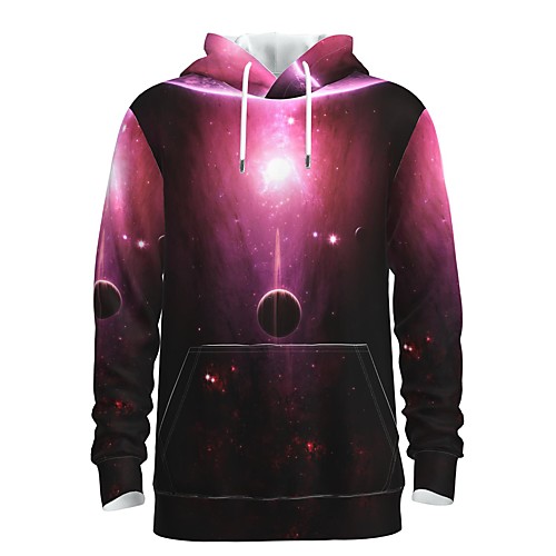 

Men's Pullover Hoodie Sweatshirt Universe Graphic 3D Front Pocket Daily 3D Print 3D Print Casual Hoodies Sweatshirts Fuchsia
