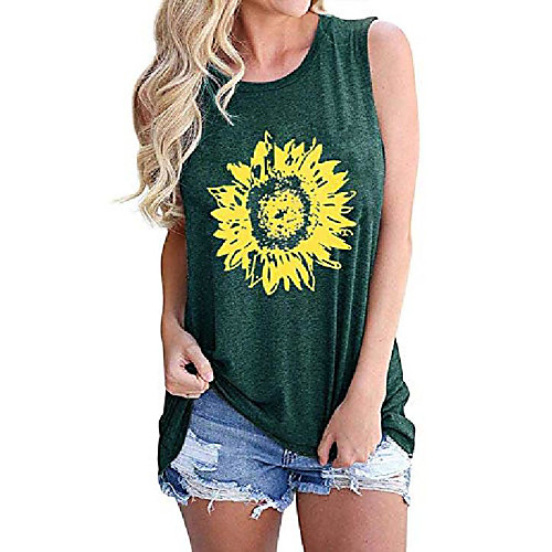 

summer sunflower graphic tank tops for women graphic tank tops sleeveless graphic tee shirts letter print tank top & #40;green 1, m& #41;