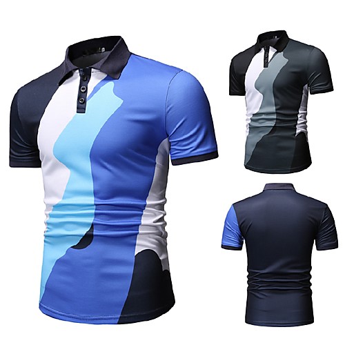 

Men's Golf Polo Shirts Short Sleeve UV Sun Protection Breathable Quick Dry Sports Outdoor Autumn / Fall Spring Summer Black Dark Blue / Stretchy