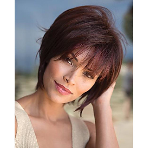 

burgundy wigs for white women short bob hair wig with bangs natural costume synthetic wigs for daily party ym030