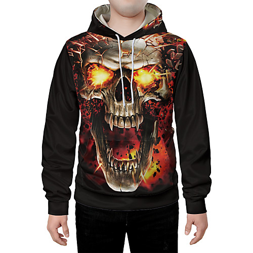 

Men's Plus Size Pullover Hoodie Sweatshirt Graphic 3D Skull Front Pocket Round Neck Daily Weekend 3D Print 3D Print Hoodies Sweatshirts Long Sleeve Red