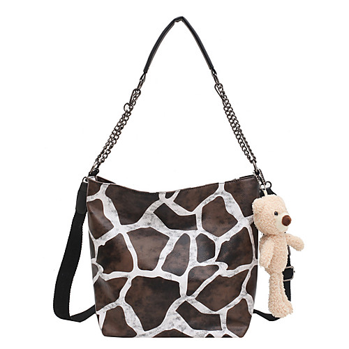 

Women's Bags PU Leather Top Handle Bag Pattern / Print Zipper Daily Going out Handbags Black / White Black Brown
