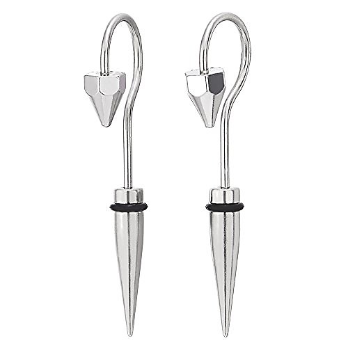 

mens women long dangle horn claw stud earrings stainless steel, screw back, 2pcs