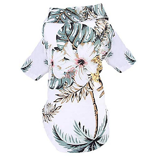

doggie summer pineapple print polo t shirts hawaiian style sun protection lightweight pet air conditioning clothes dog cotton sunscreen t-shirtfor small, extra small dog white xs