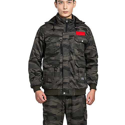 

Men's Hunting T-shirt Outdoor Windproof Warm Soft Thick Fall Winter Spring Camo / Camouflage Clothing Suit Cotton Camping / Hiking Hunting Fishing Jungle camouflage Army Green Grey
