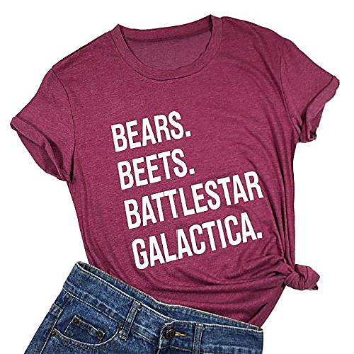 

bears beets battlestar galactica letters funny t shirts casual fashion top tee (x-large) red