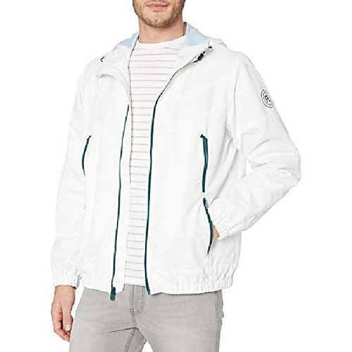 

men's water resistant hooded active jacket, white, l