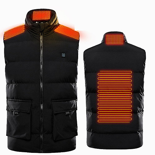 

Men's Heated Vest Hiking Jacket Softshell Jacket Winter Outdoor Solid Color Thermal Warm Waterproof Windproof Breathable Vest / Gilet Top Full Length Visible Zipper Hunting Fishing Climbing Black