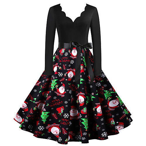 

Santa Claus Christmas Dress Women's Adults' Leisure Christmas Christmas Polyester Dress