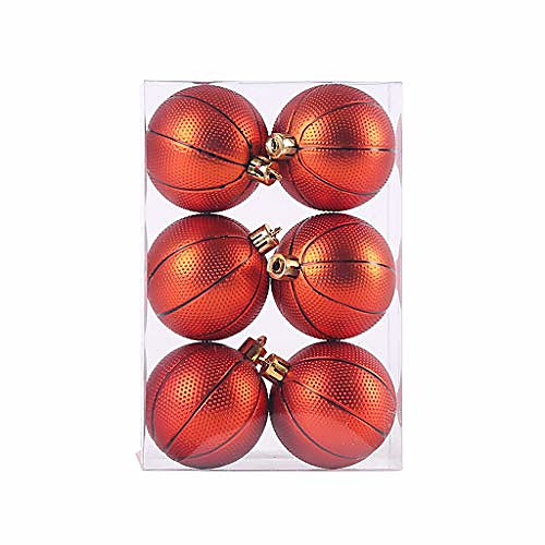 

6ct christmas ball ornaments shatterproof christmas decorations tree balls for holiday wedding party decoration, tree ornaments hooks, soccer/baseball/rugby/basketball