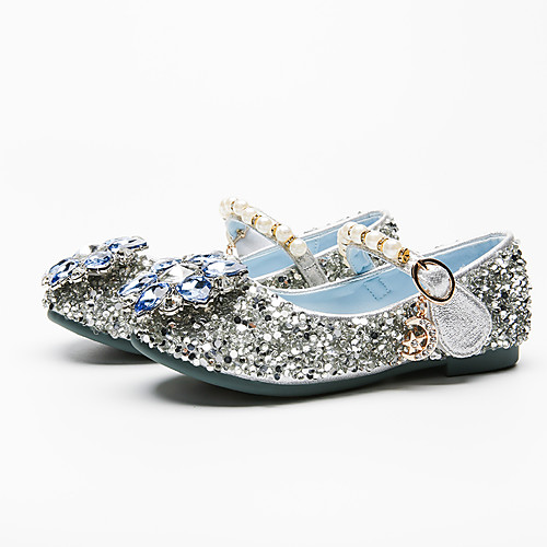 

Girls' Flats Comfort Flower Girl Shoes Princess Shoes Pigskin PU Little Kids(4-7ys) Daily Party & Evening Walking Shoes Rhinestone Bowknot Sparkling Glitter Blue Fall Spring