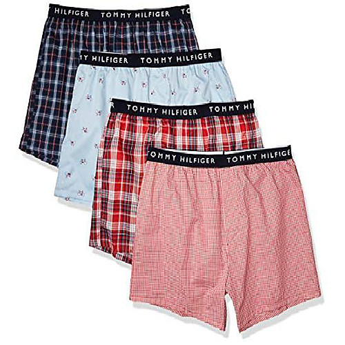 

men's 4 pack classics woven boxers, red multi (4 pack), l