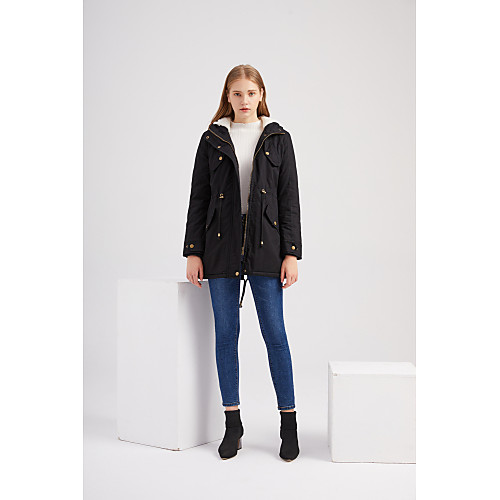 

Women's Solid Colored Active Fall & Winter Coat Regular Daily Long Sleeve Coat Tops Black