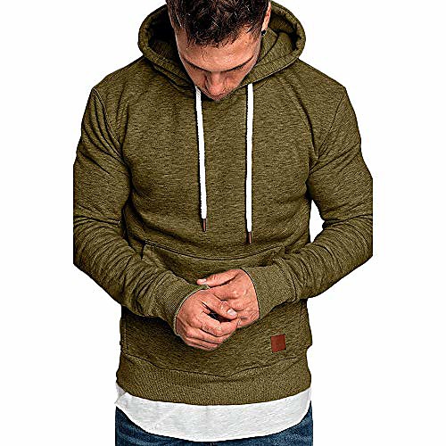

mens casual sweatshirt autumn winter warm hoodies long sleeve top jackets tracksuits with pockets army green