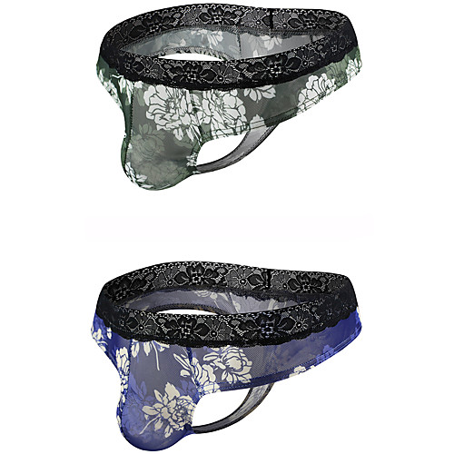 

Men's 2 Piece Print G-string Underwear - Normal Low Waist Multi color M L XL