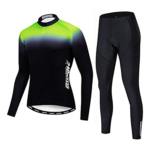 

21Grams Men's Long Sleeve Cycling Jersey with Tights Winter Fleece Black Gradient Bike Thermal Warm Fleece Lining Breathable Quick Dry Sports Gradient Mountain Bike MTB Road Bike Cycling Clothing