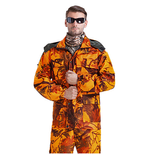 

Men's Hunting T-shirt Outdoor Thermal Warm Windproof Breathable Wear Resistance Autumn / Fall Spring Winter Camo / Camouflage Winter Jacket Clothing Suit Cotton Hunting Fishing Camping / Hiking