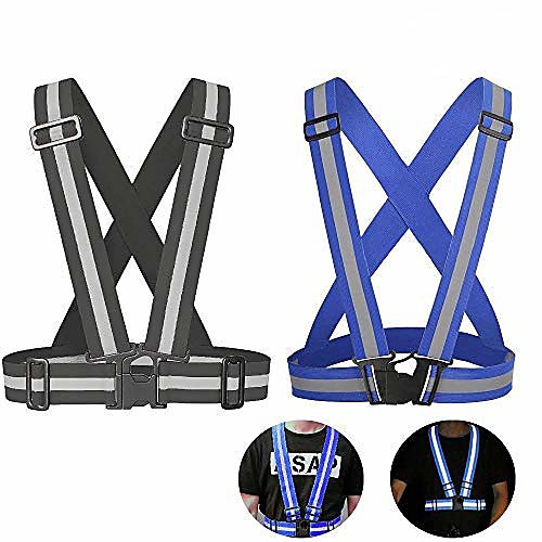 

safety reflective vest with adjustable strap for running, cycling, motorcycle and walking, fits over outdoor clothing, breathable waterproof lightweight and 360°high visibility design(2 pack)