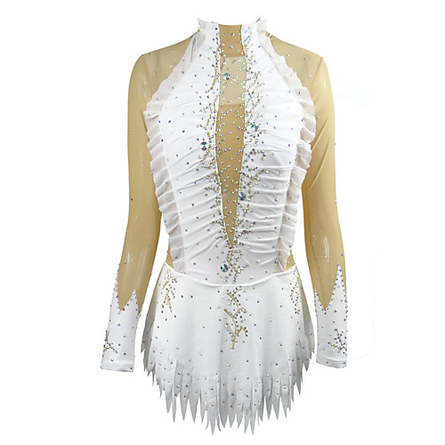 

Rhythmic Gymnastics Leotards Artistic Gymnastics Leotards Women's Girls' Kids Leotard Spandex High Elasticity Handmade Long Sleeve Training Dance Rhythmic Gymnastics Artistic Gymnastics White