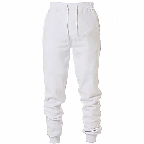 

men's basic fleece casual pants - active jogger sweatpants fashion track pants with pockets - 5colors white