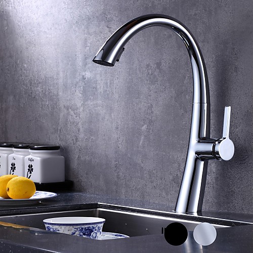 

Kitchen faucet - Single Handle One Hole Chrome / Electroplated / Painted Finishes Pull-out /Pull-down Centerset Contemporary Kitchen Taps