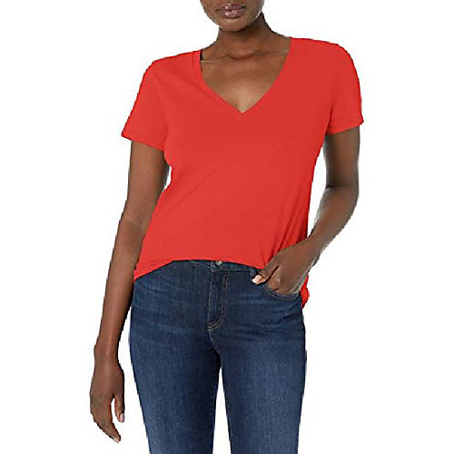 

women's vintage cotton v-neck t-shirt, ornamental red, m