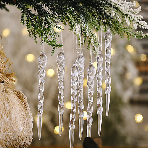 

12pcs Christmas Transparent Icicle Pendant New Christmas Tree Decoration Thread Pendant Tree Ornaments