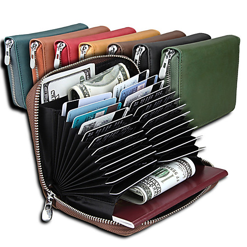 

Travel Wallet Business Card Holders Document Organizer Anti-theft RFID Blocking Zip Around Casual Traveling PU Leather Classic Vintage Gift For Men and Women 310.513 cm