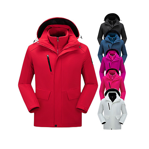 

Women's Hoodie Jacket Hiking Jacket Hiking 3-in-1 Jackets Winter Outdoor Solid Color Thermal Warm Waterproof Windproof Fleece Lining Jacket Coat Top Hunting Ski / Snowboard Fishing White Black Purple