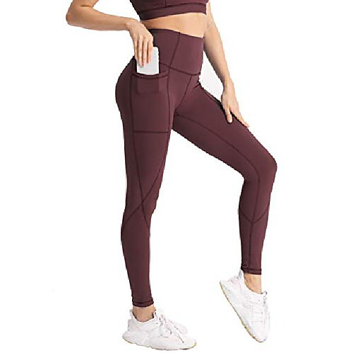 

women's high waist workout leggings yoga pants with pockets tummy control 7/8 sports tights port royale us m