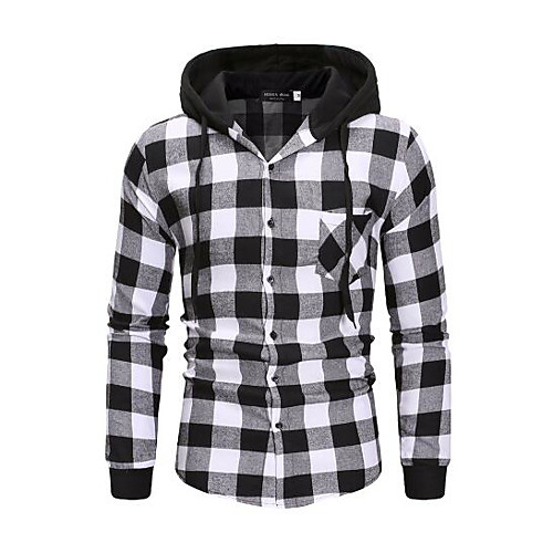 

Men's Shirt Plaid Print Long Sleeve Daily Tops Active Streetwear Black Red