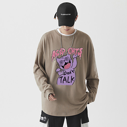 

Men's Pullover Sweatshirt Graphic Text Character Monograms Daily Basic Hoodies Sweatshirts Brown Gray