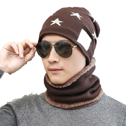 

Men's Hiking Cap Beanie Hat 1 PCS Winter Outdoor Breathable Warm Soft Heat Retaining Skull Cap Beanie Solid Color Woolen Cloth Black Burgundy Grey for Hunting Ski / Snowboard Fishing
