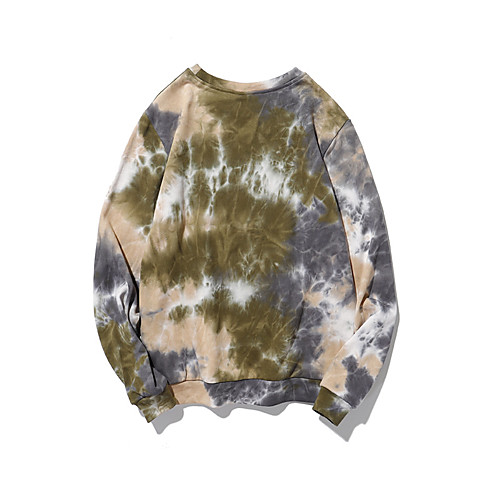 

Men's Pullover Sweatshirt Tie Dye Daily Basic Hoodies Sweatshirts Green