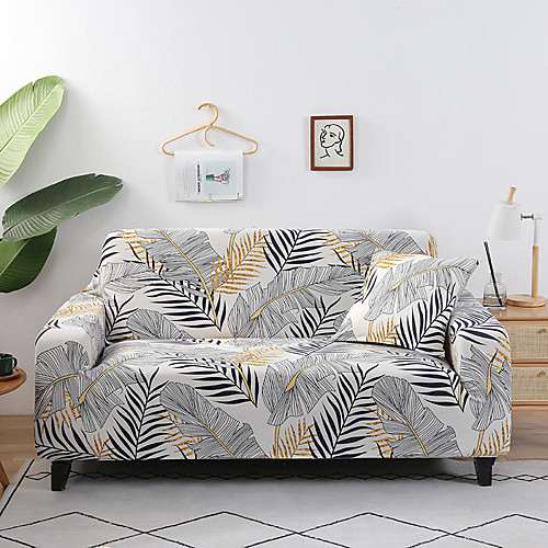 

Leaf Print 1-Piece Sofa Cover Couch Cover Furniture Protector Soft Stretch Slipcover Spandex Jacquard Fabric Super Fit for 1~4 Cushion Couch and L Shape Sofa,Easy to Install(1 Free Cushion Cover)